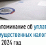 Напоминание об уплате имущественных налогов за 2024 год - Мелеузовский район